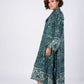 green floral-print dress