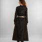 Black Long Dress with Olive Waist Belt