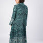 green floral-print dress