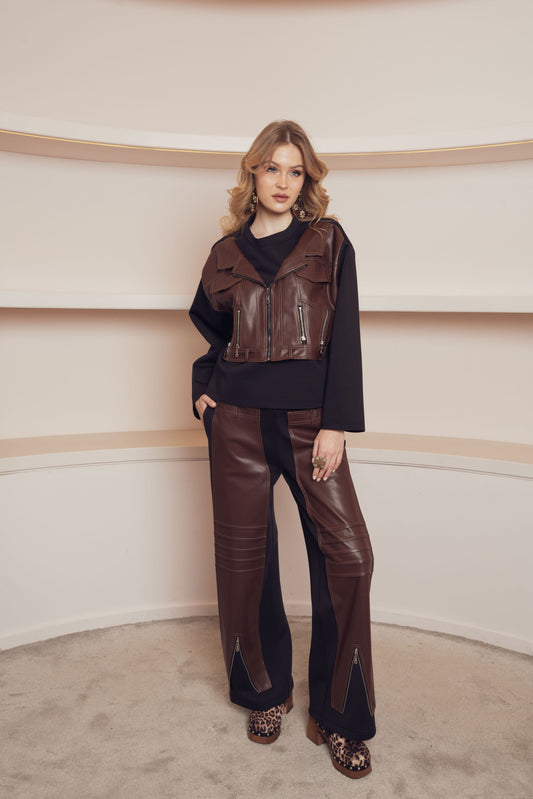 LEATHER TROUSERS BROWN & BLACK