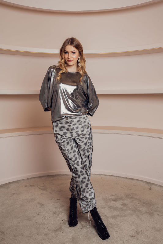 ANIMAL PRINT WIDE-LEG TROUSERS