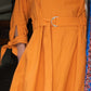 Orange Linen Tie-belt Dress