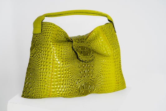 Croc Lime Green Leather Bag