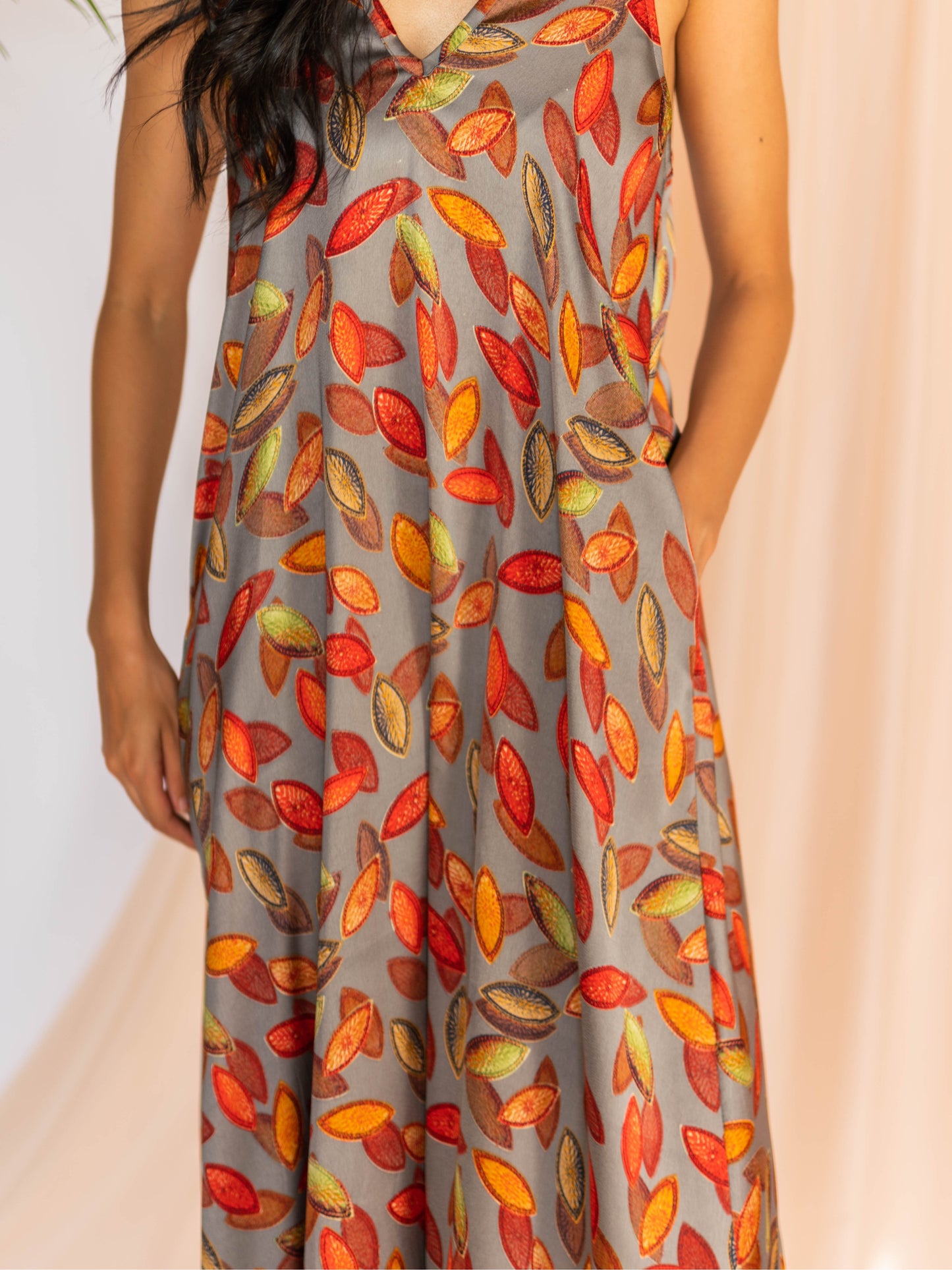 Falling Leaves Silk Dress