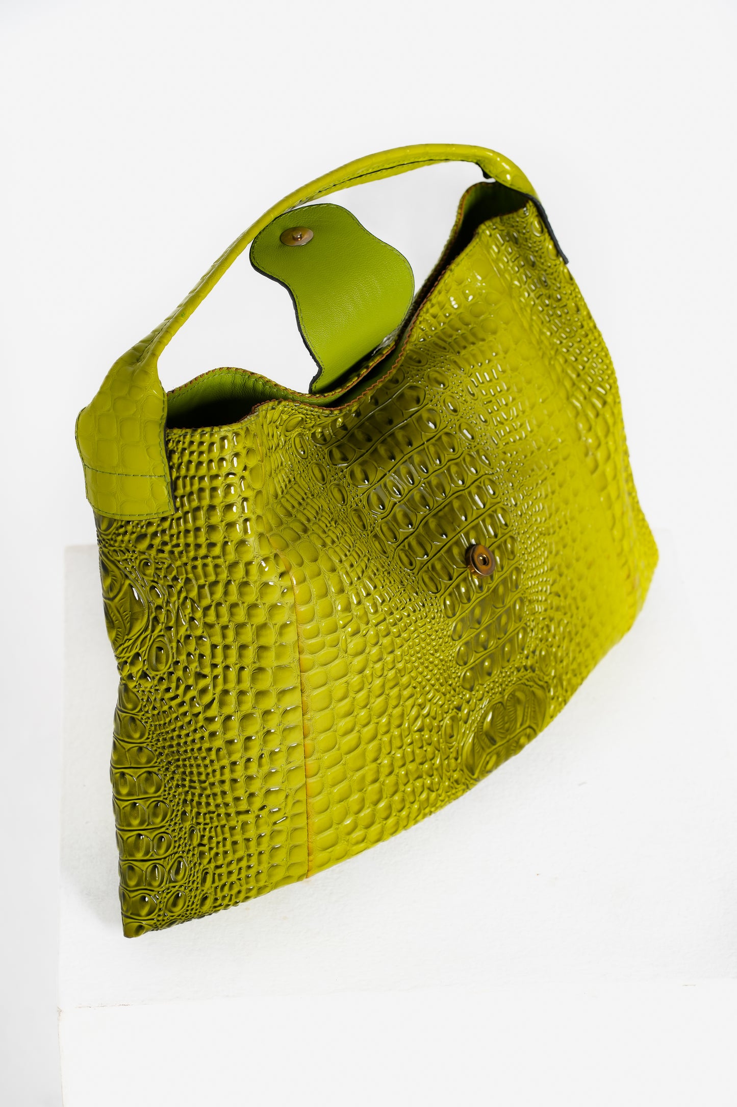 Croc Lime Green Leather Bag