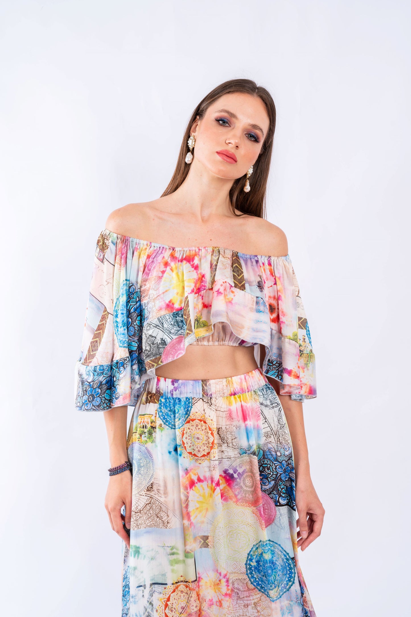 FLORAL PRINT WRAP CROP TOP