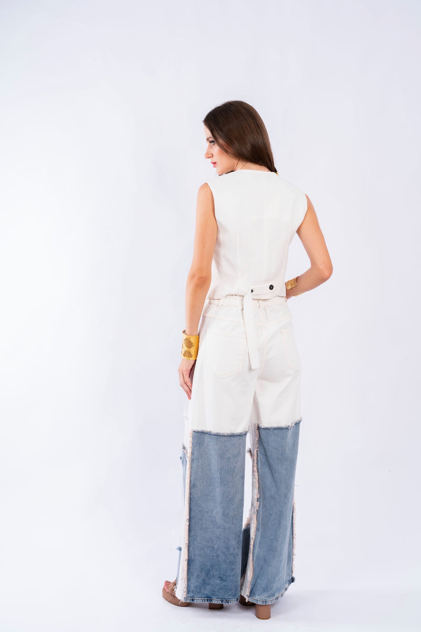 FLOWING DENIM-EFFECT TROUSERS