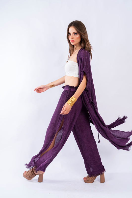 WIDE-LEG TROUSERS WITH SIDE VENTS