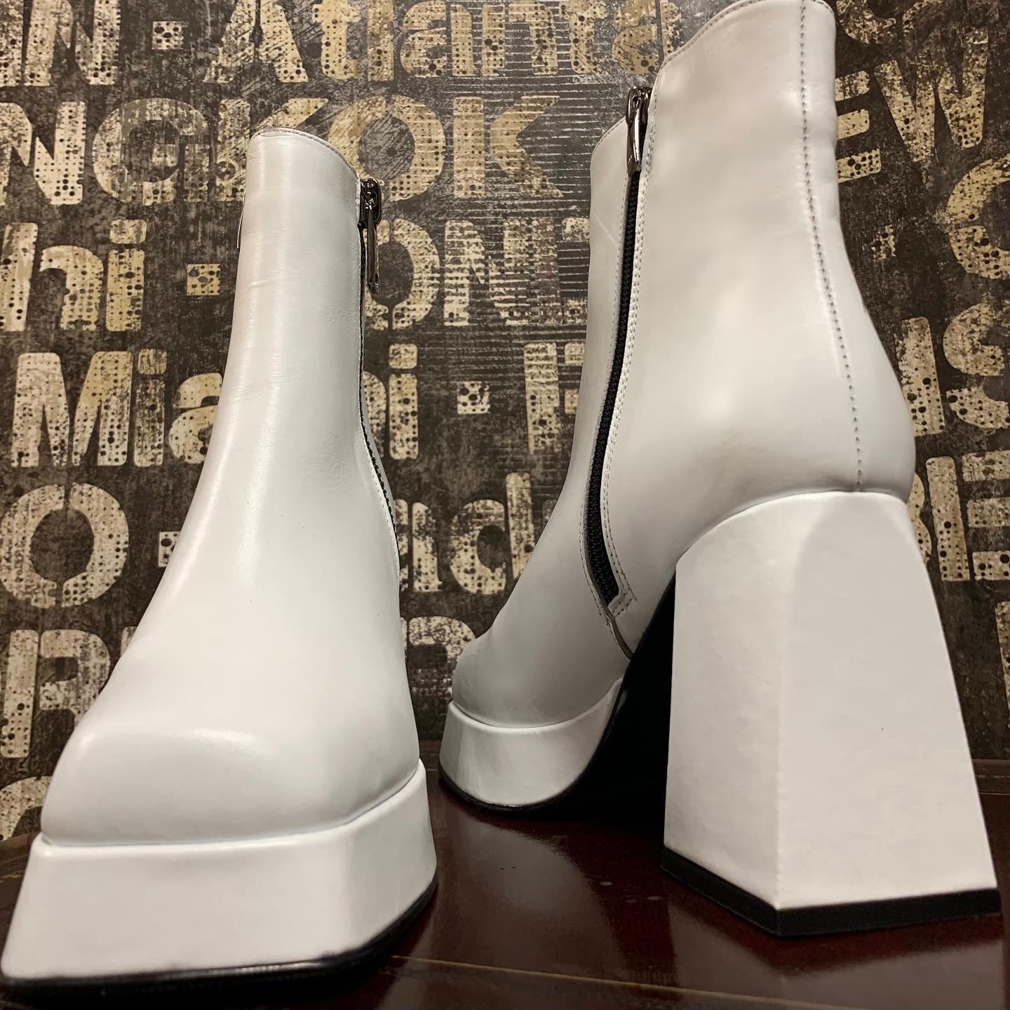 White Ankle Boots with Double Zip Opening