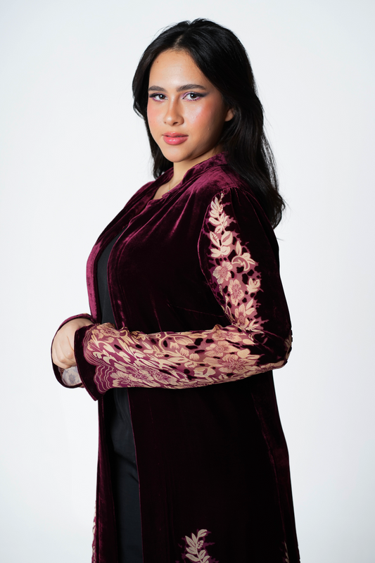 Royal Burgundy Velvet Kaftan